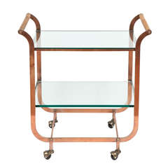Saturday Sale, Art Deco Copper Bar Cart in the Style of Carl Aubock