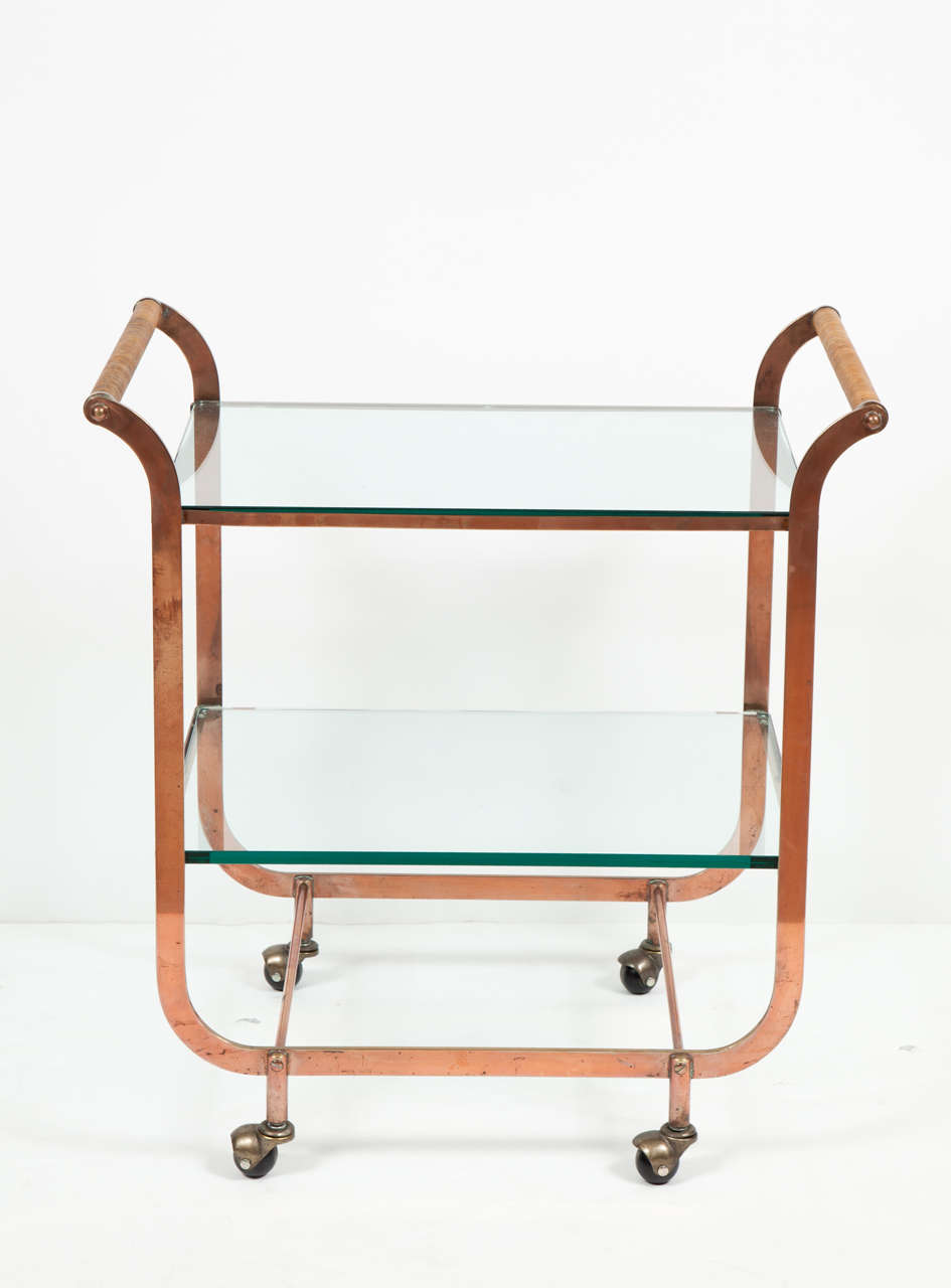 Saturday Sale, Art Deco Copper Bar Cart in the Style of Carl Aubock 1