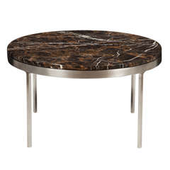 Steel and Tortoise Marble Coffee Table by Nicos Zographos
