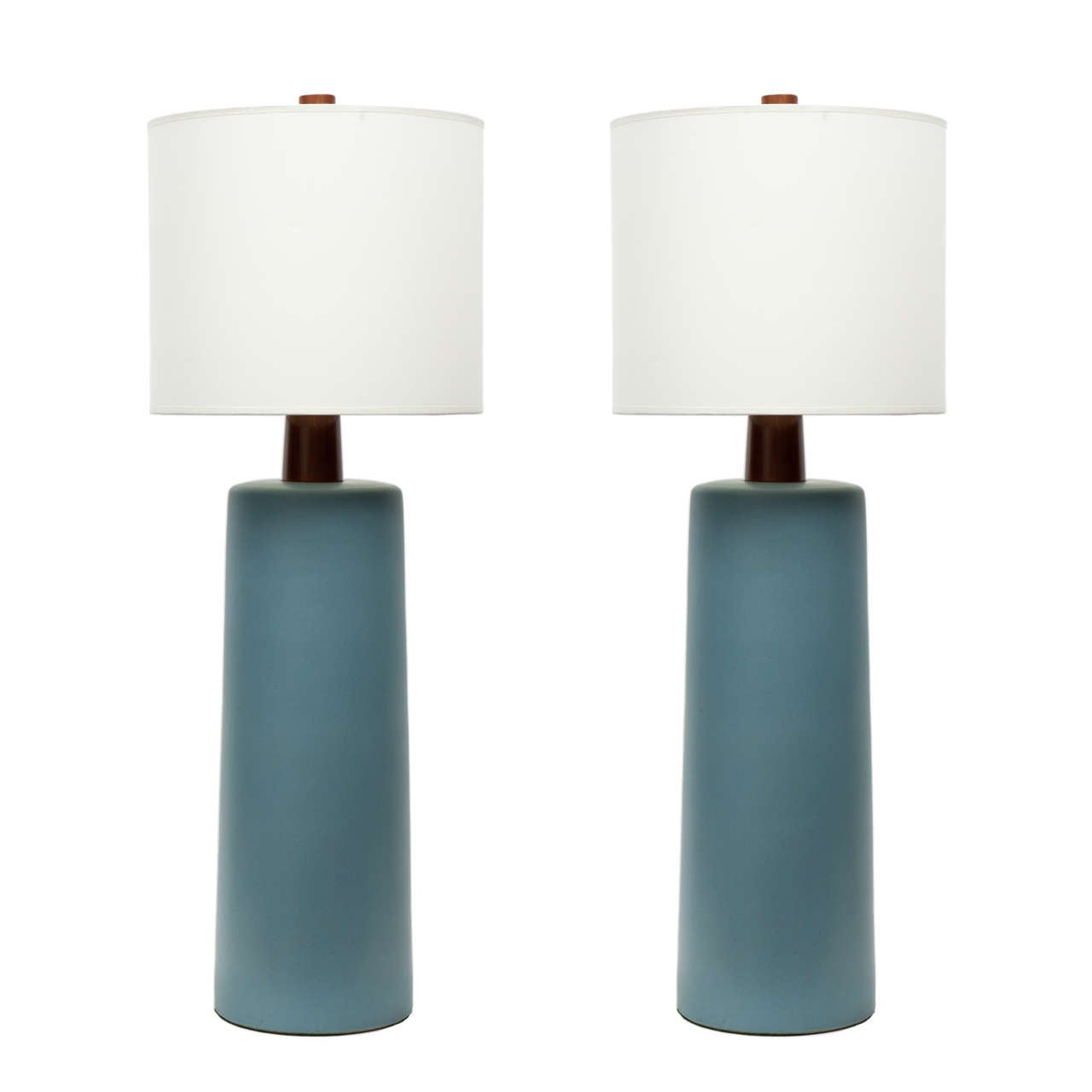 Pair Of Large Scale Slate Blue Ceramic Lamps By Gordon Martz At 1stdibs Pair Of Large Scale Slate Blue Ceramic Lamps By Gordon Martz For