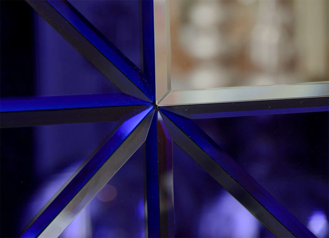 Italian Blue Glass Triangle Surround Bevel Mirror