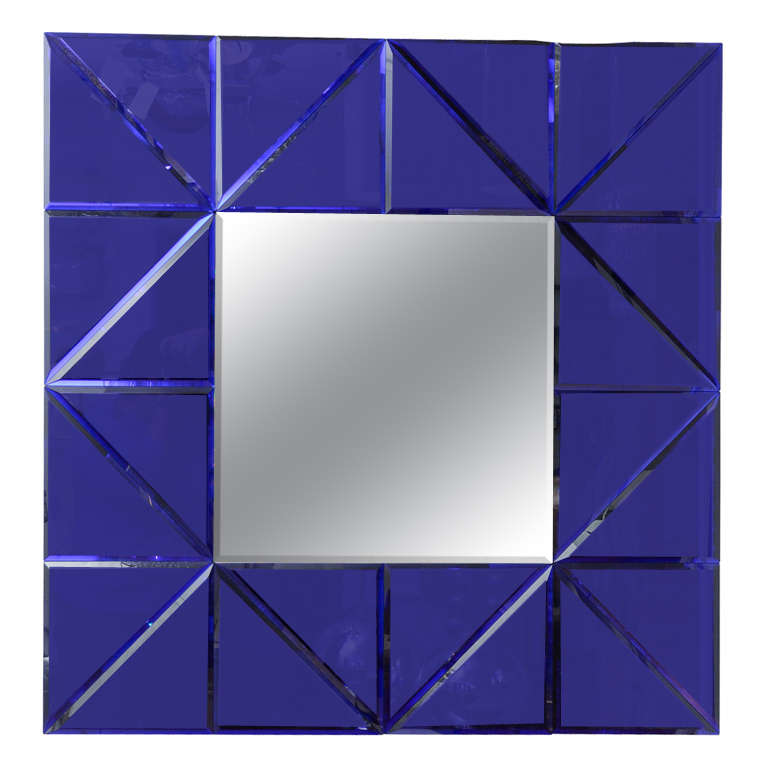 Blue Glass Triangle Surround Bevel Mirror