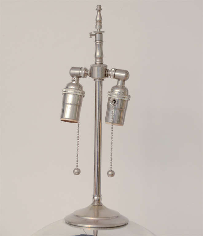 Pair of Spherical Mercury Glass Lamps In Excellent Condition In Bridgehampton, NY