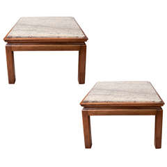 Pair of Dunbar Marble Top Tables