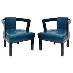 A Pair of 1930's American Modernist  leather Chairs