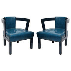 A Pair of 1930's American Modernist leather Chairs