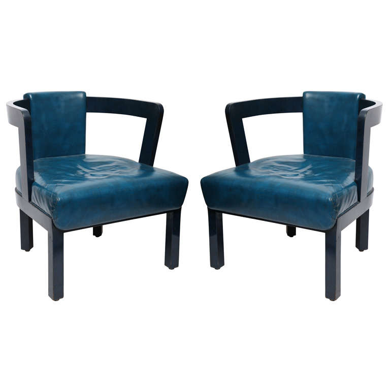 A Pair of 1930's American Modernist  leather Chairs