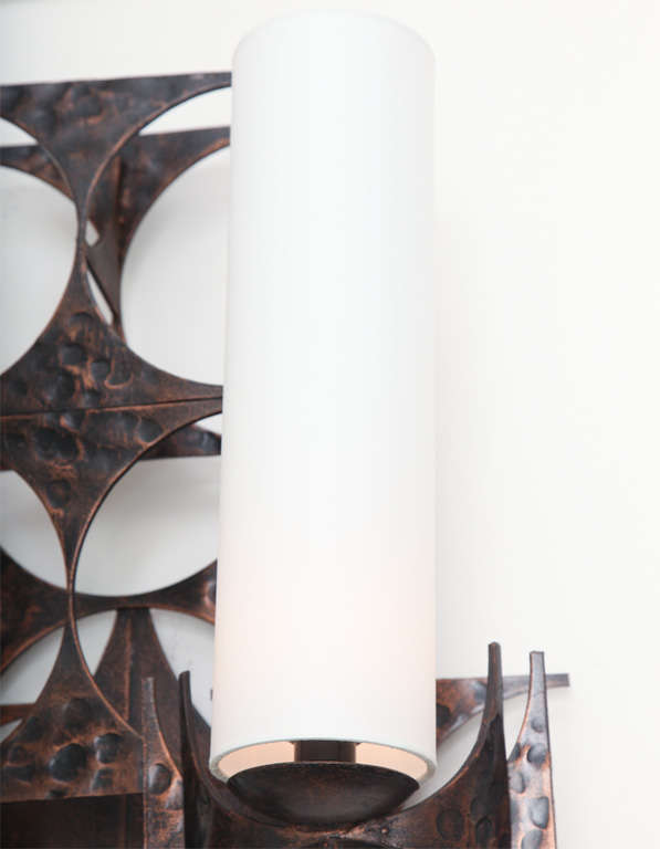 1970's Brutalist Patinated Iron Wall Sconce 1