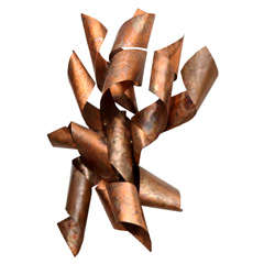Brutalist 1960s Patinated Copper Wall Sculpture
