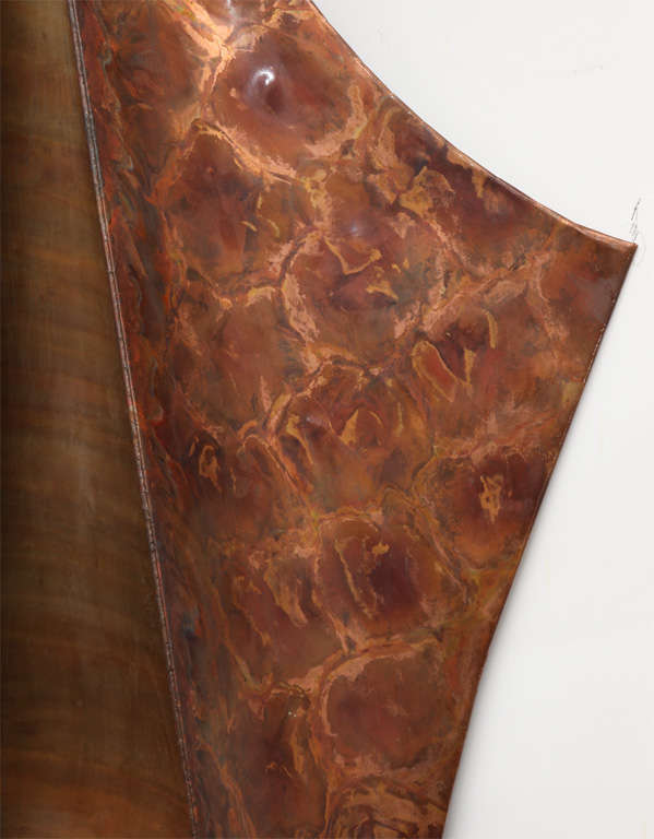 1970s Architectural Patinated Copper Wall Sculpture In Excellent Condition In New York, NY