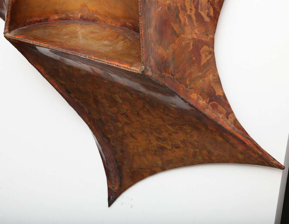 Late 20th Century 1970s Architectural Patinated Copper Wall Sculpture