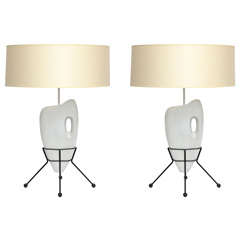 A Pair of 1950's Sculptural Amorphic  Table Lamps