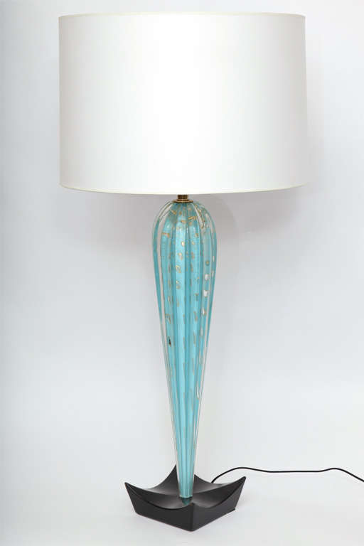 A 1950s Italian art glass table lamp by Barbini.