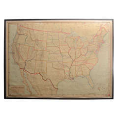 Vintage Framed Rand McNally Political Wall Map by J. Paul Goode
