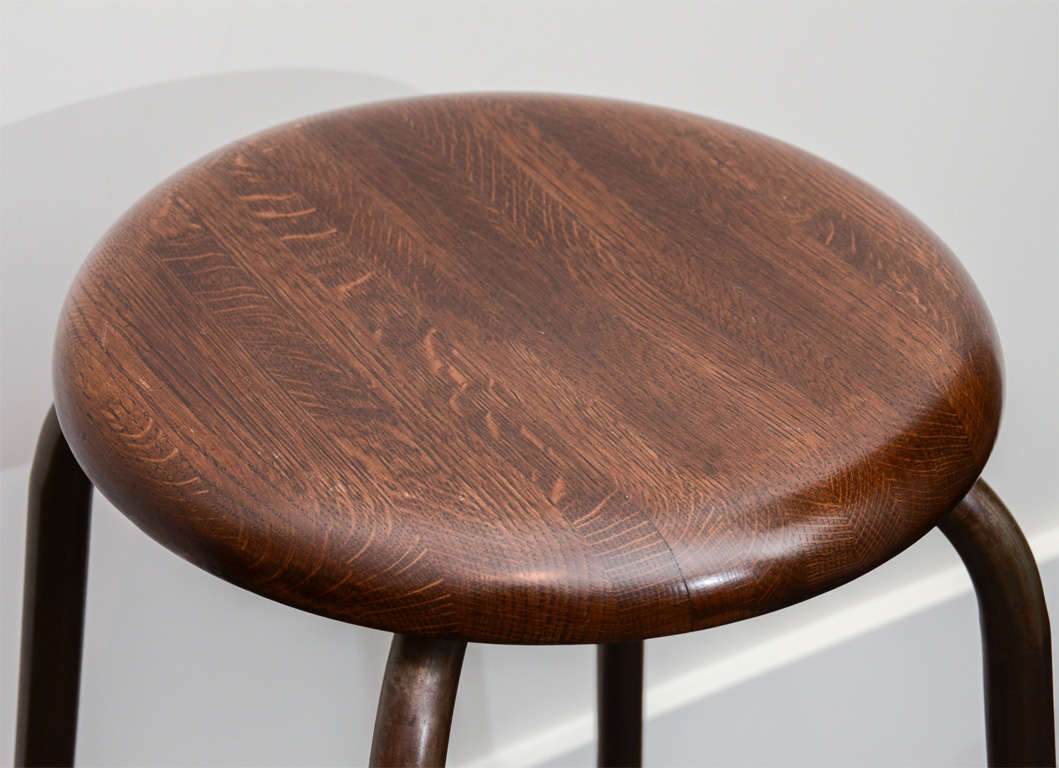 Industrial Custom Buell Oak and Steel Stool For Sale