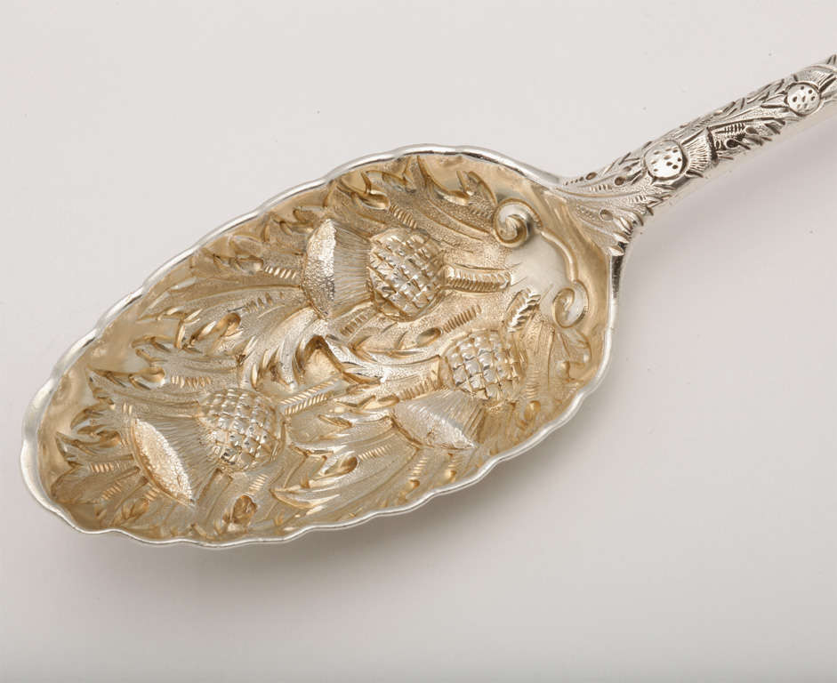 18th Century and Earlier Rare Sterling Silver, Parcel-Gilt, Scottish Georgian Berry Spoon