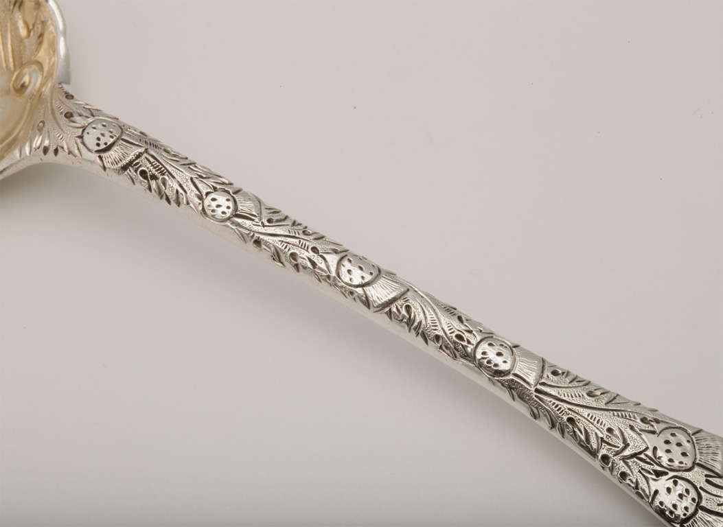 Rare Sterling Silver, Parcel-Gilt, Scottish Georgian Berry Spoon 2