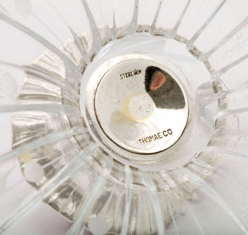 Sterling Silver-Mounted Pink Enamel Etched Glass Sweetmeats Jar