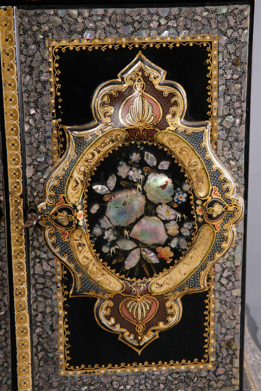 English Papier-Mâché and Mother-of-Pearl Table Cabinet, circa 1860