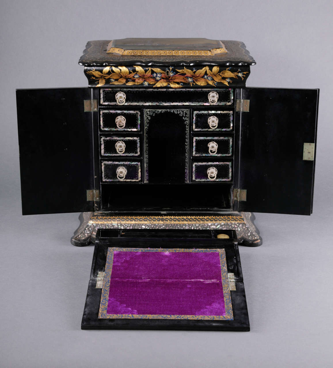 Papier-Mâché and Mother-of-Pearl Table Cabinet, circa 1860 In Excellent Condition In London, GB