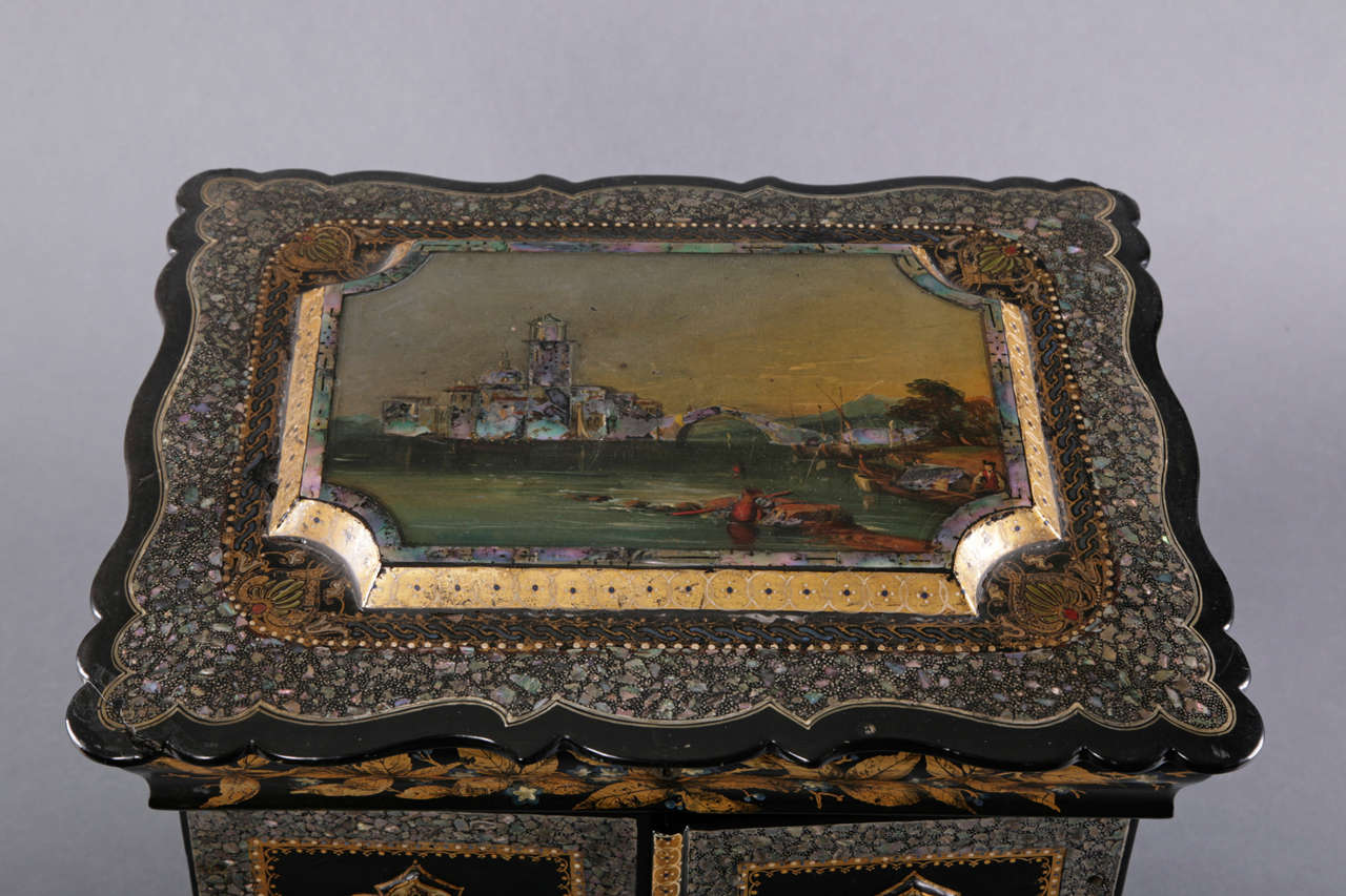 Papier-Mâché and Mother-of-Pearl Table Cabinet, circa 1860 2