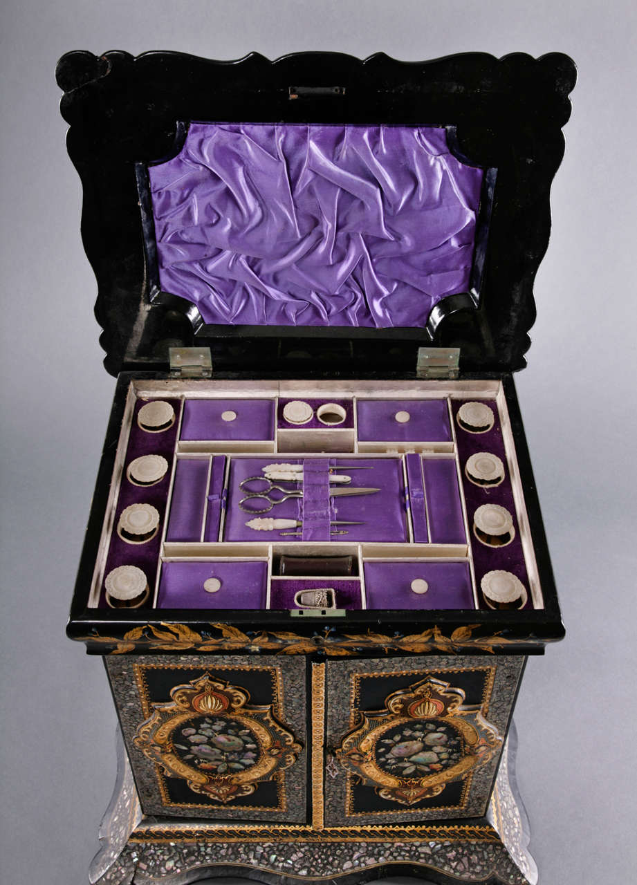Papier-Mâché and Mother-of-Pearl Table Cabinet, circa 1860 3