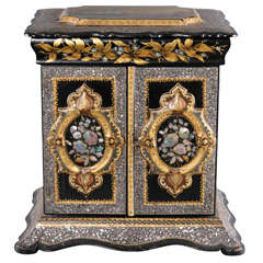Antique Papier-Mâché and Mother-of-Pearl Table Cabinet, circa 1860