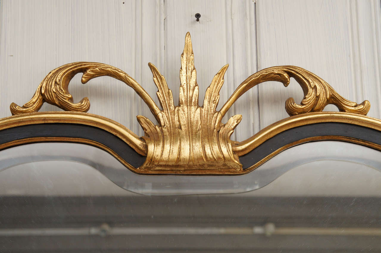 Rococo Neoclassical Gilt Ebonized Mantel Mirror