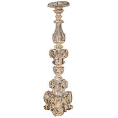 17th Century Italian Hand-Carved Alter Candlestick