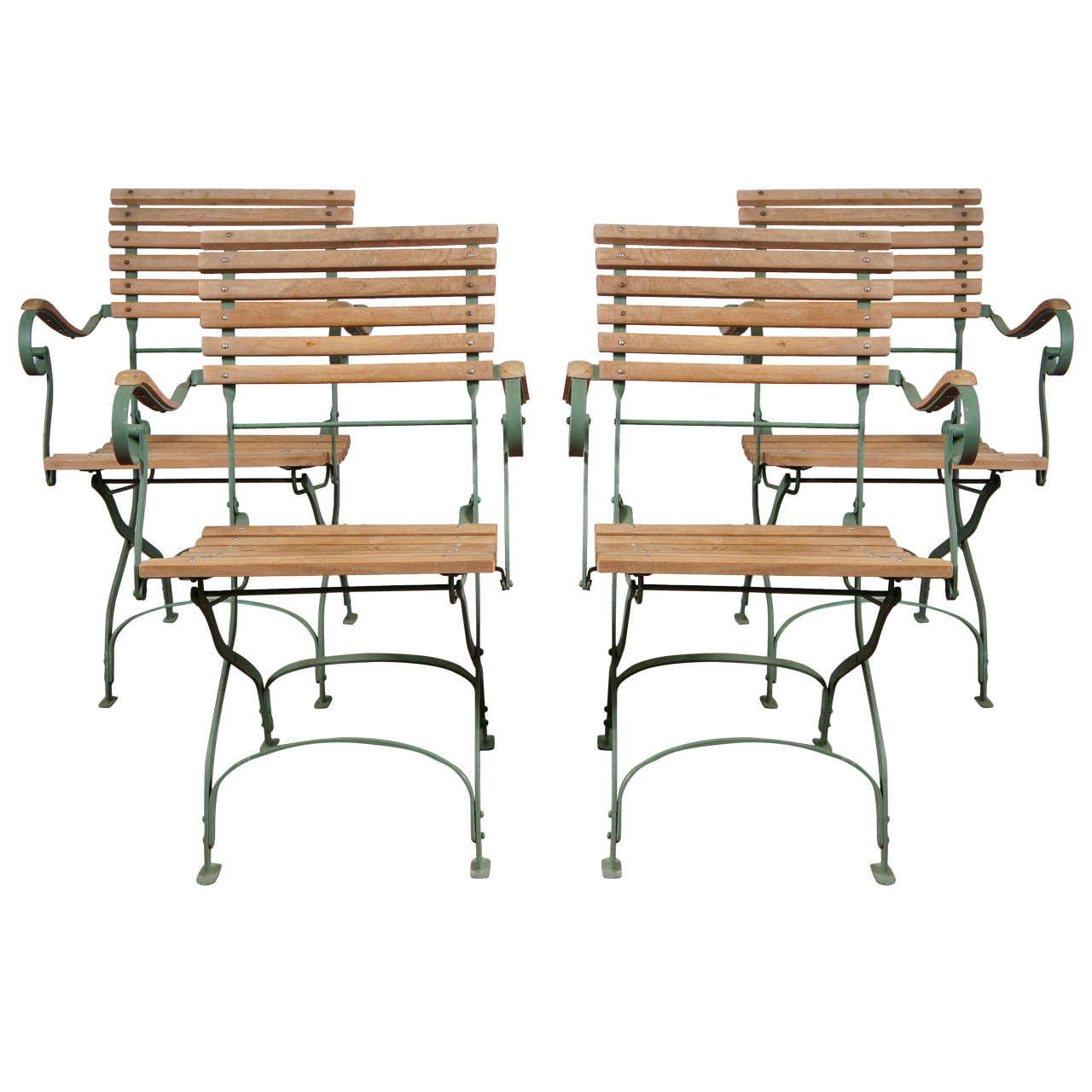 4 French Folding Outdoor Garden/Terrace Chairs