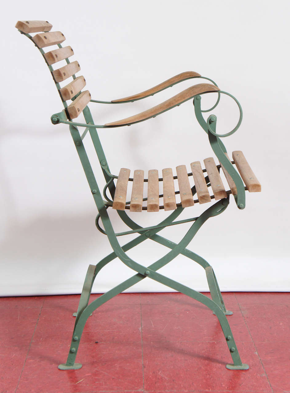 Iron 4 French Folding Outdoor Garden/Terrace Chairs