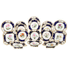 19th Century Hand Painted Botanical Dessert Service with Hand Painted Birds 2
