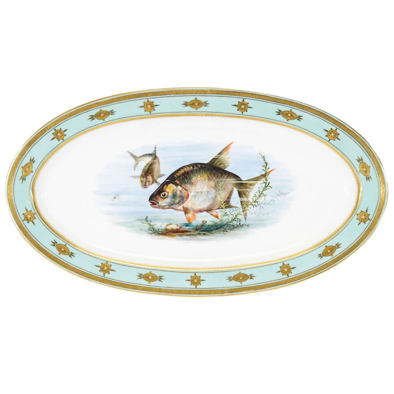 Minton 19th Century Aesthetic Movement Hand-Painted Fish Platter For Sale
