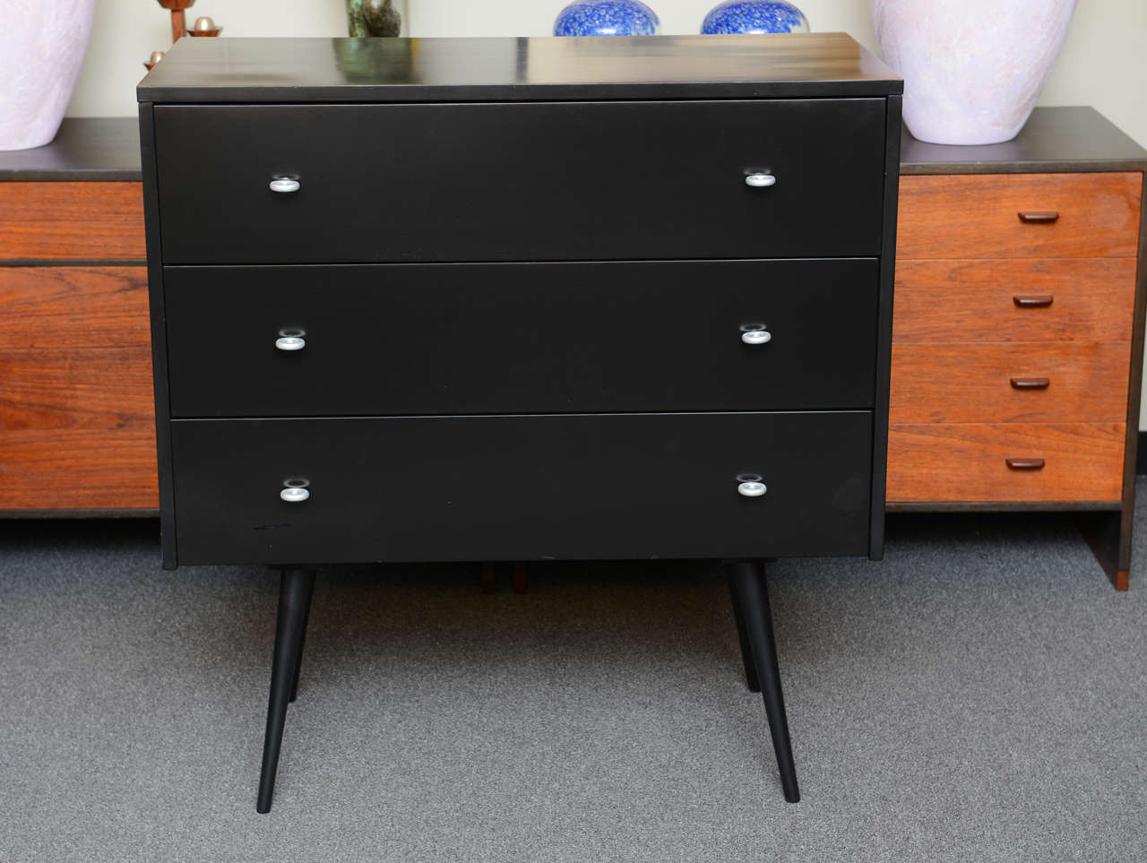 50s Paul McCobb Black 3 Drawer Planner Group Dresser