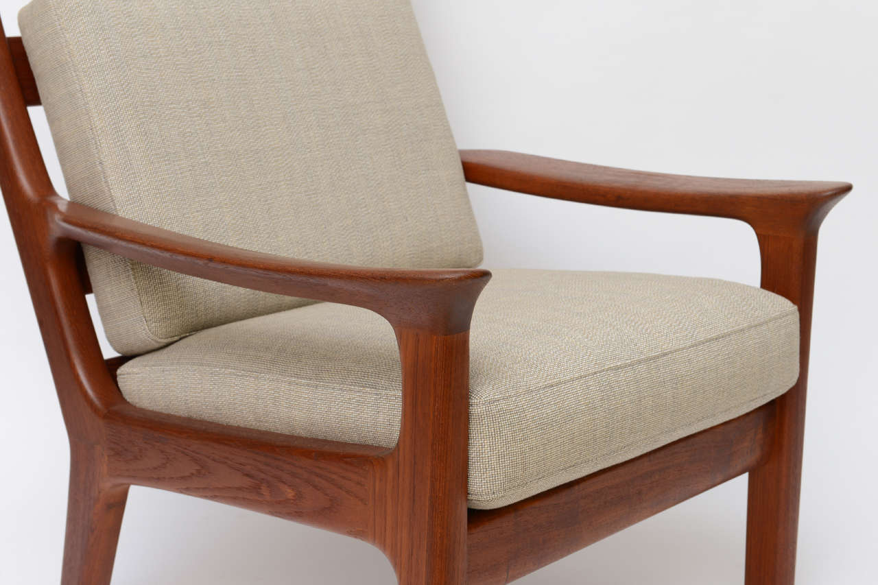 Danish 1960s Juul Kristensen Teak Lounge Chair & Ottoman