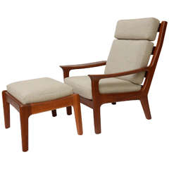 1960s Juul Kristensen Teak Lounge Chair & Ottoman