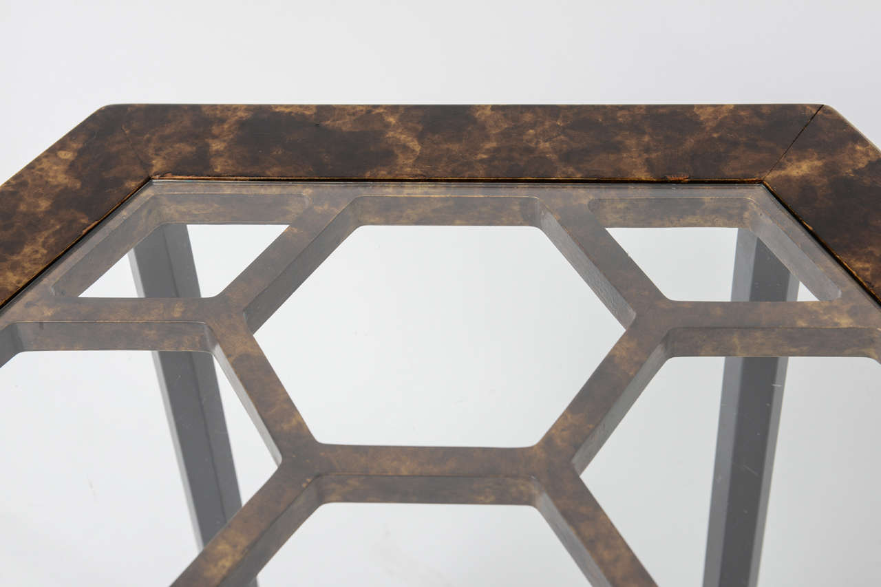 Pair of Widdicomb Hexagonal Faux Tortoise Occasional Tables In Good Condition In Miami, FL