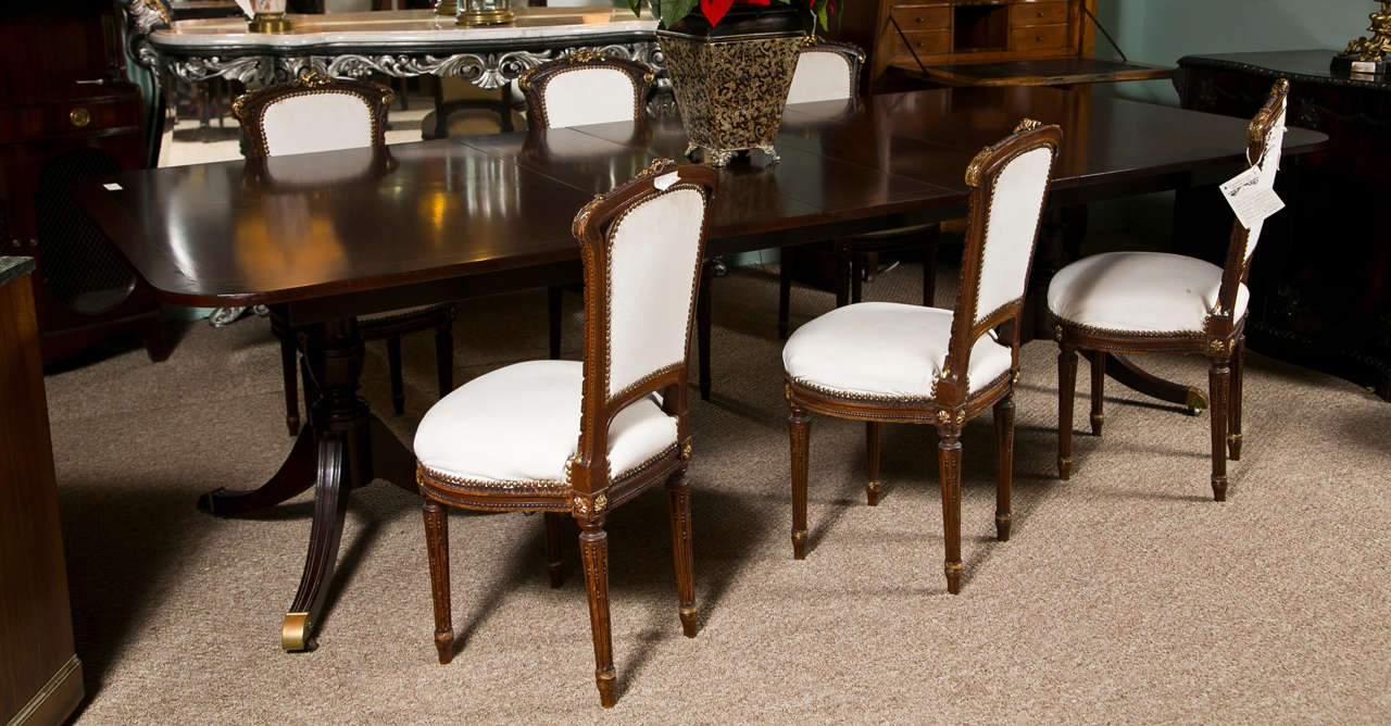 Kindel Mahogany Double Pedestal 4-Leaf Dining Table 1