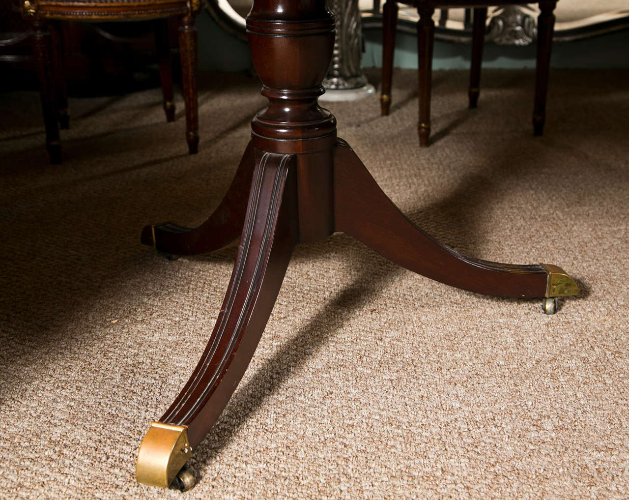 American Kindel Mahogany Double Pedestal 4-Leaf Dining Table
