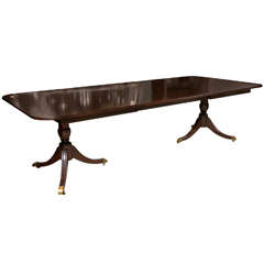 Kindel Mahogany Double Pedestal 4-Leaf Dining Table