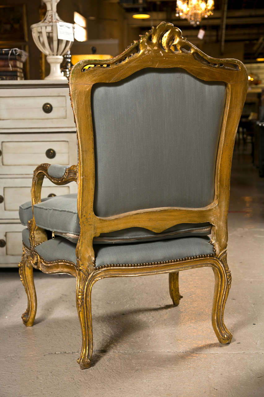 Pair of French Rococo Revival Arm Chairs 4
