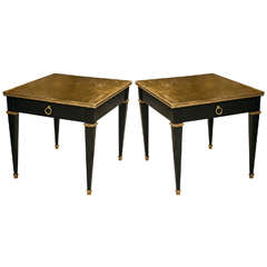 Pair of Gilt Glass Directoire Style End Tables Manner of Jansen