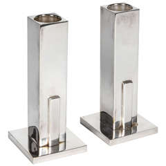 Merle F. Faber American Art Deco "Skyscraper" candlesticks c.1935