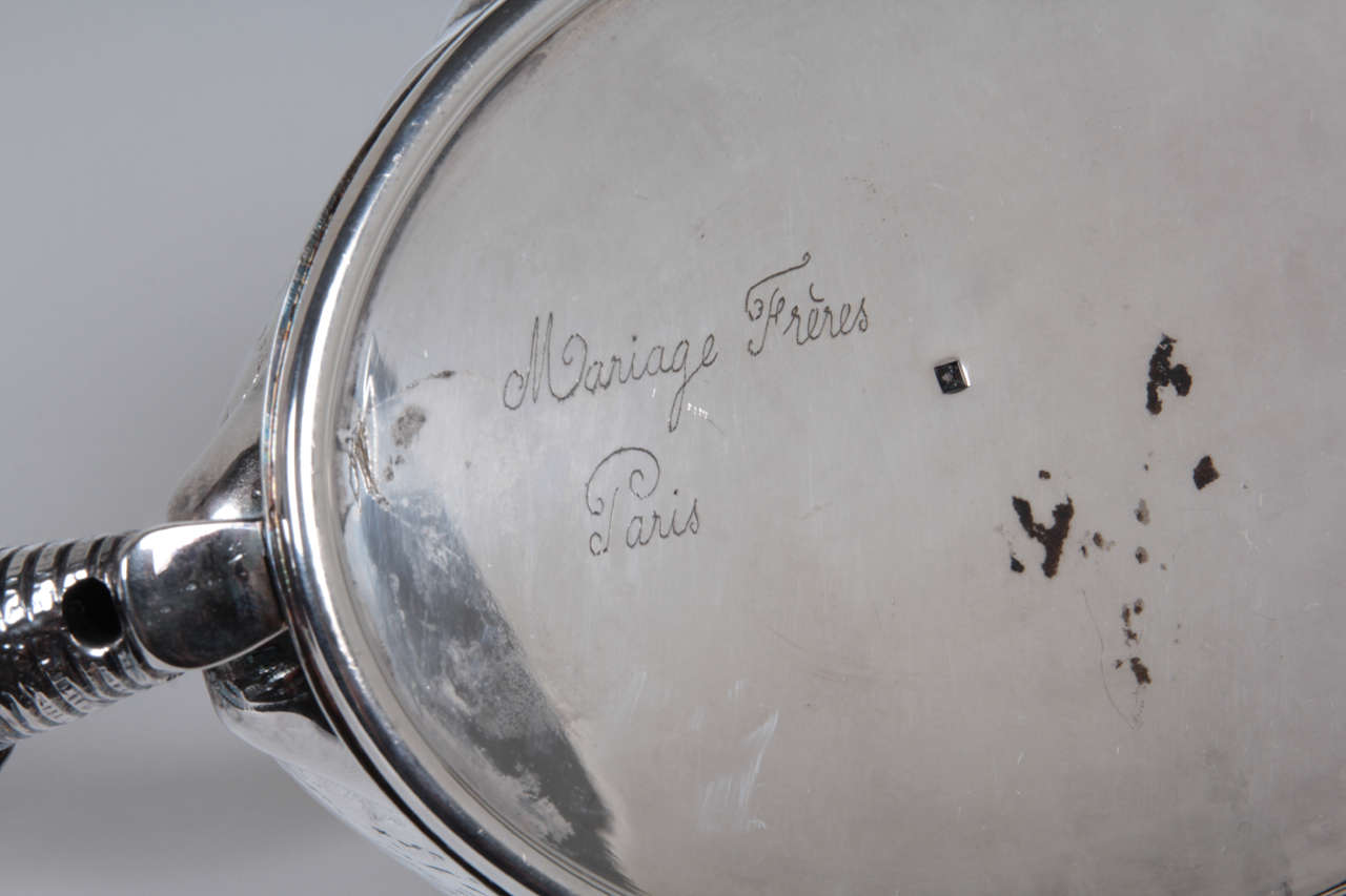 Karawan Silverplate Teapot Mariage Freres 20th Century For Sale 1