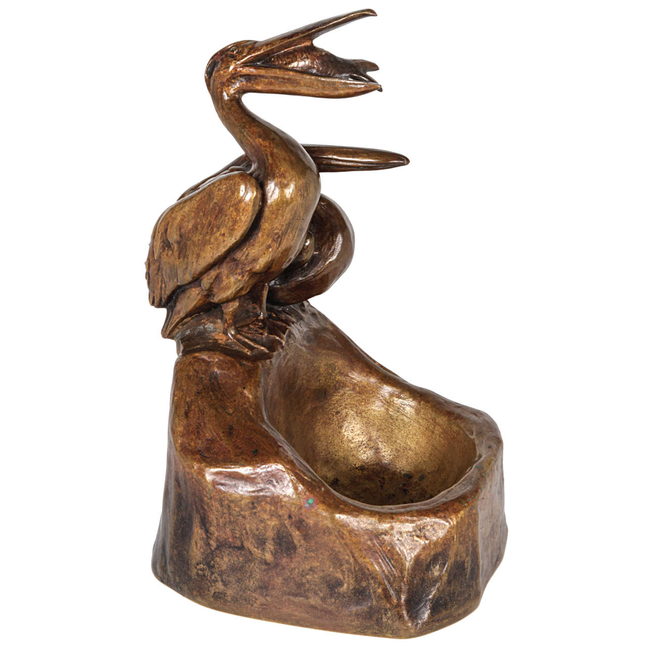 Friedrich Gornik Bronze "Pelican" Art Nouveau Vide Poche  c.1910 For Sale