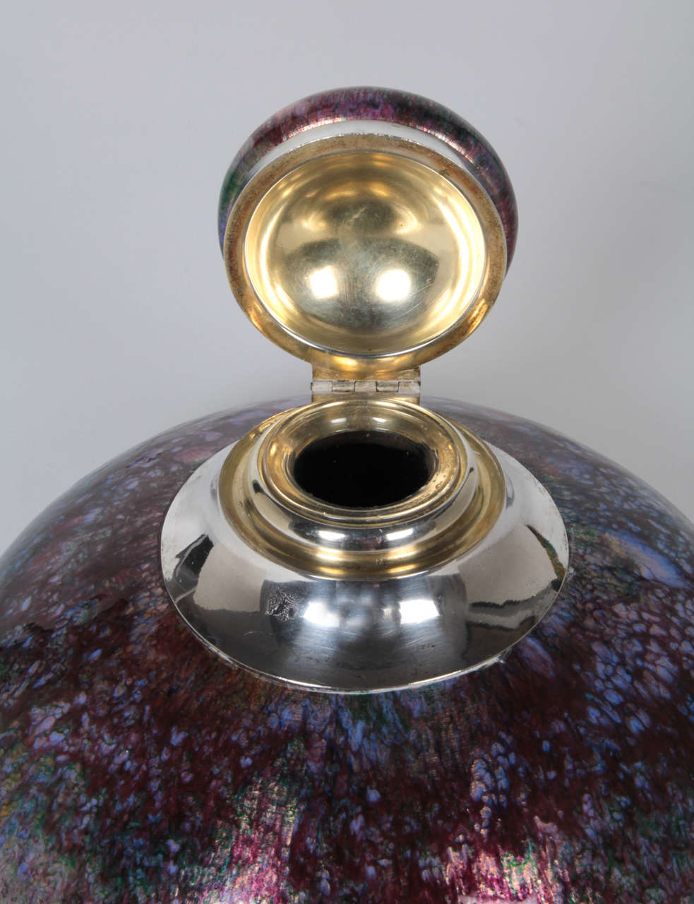 Paul Haustein Germany Rare Jugendstil enamel and silver inkwell c.1900 In Excellent Condition For Sale In New York, NY