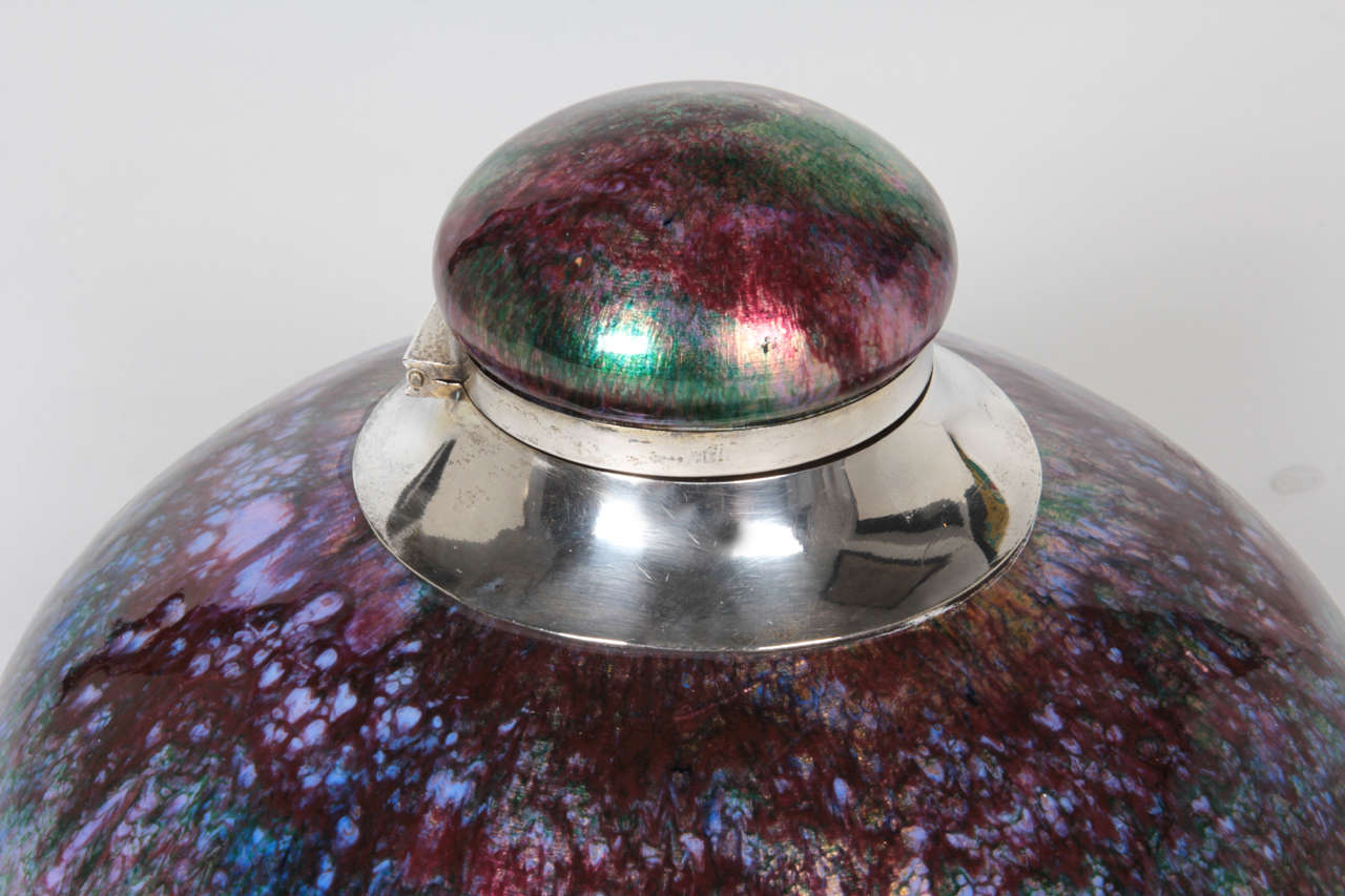 Paul Haustein Germany Rare Jugendstil enamel and silver inkwell c.1900 For Sale 1