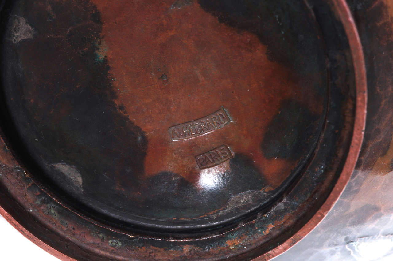 Copper Jean Serriere Rare French Art Deco Dinanderie Bowl, circa 1925 For Sale