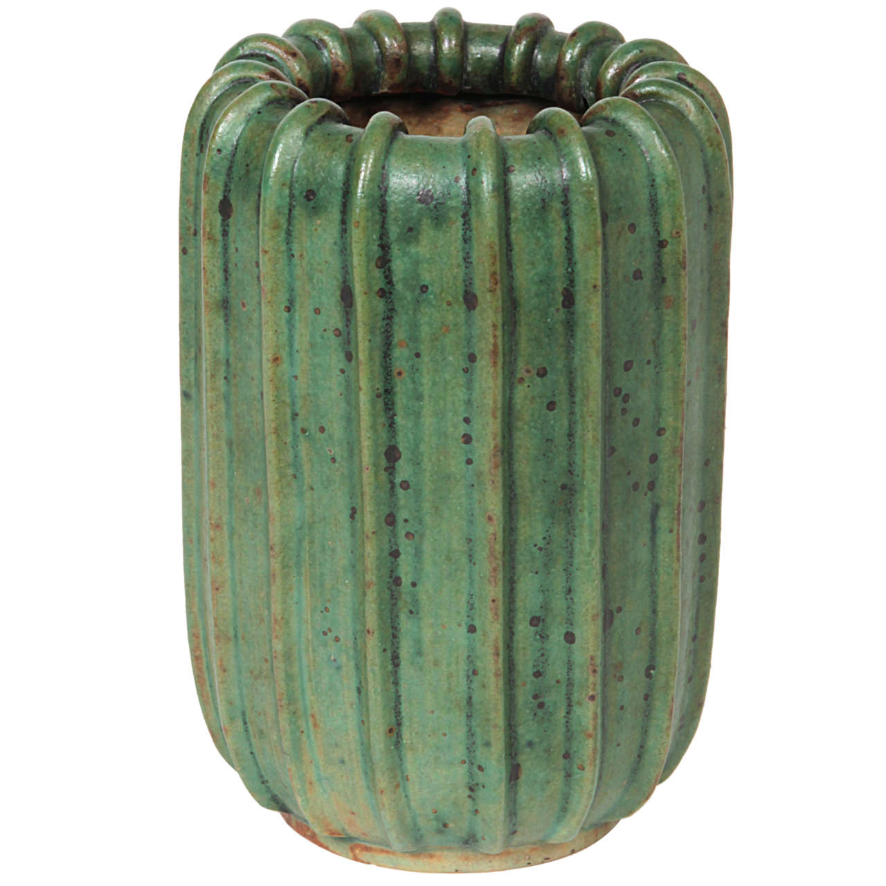 Arne Bang Denmark Art Deco Green glazed stoneware vase 1937