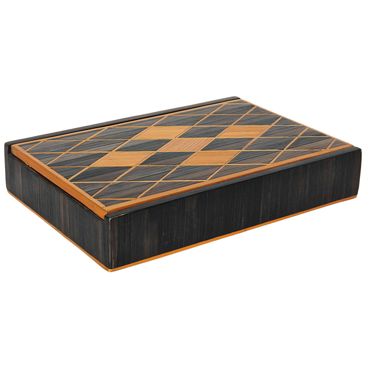 Andre Arbus (attr.) French Art Deco Straw Marquetry Box c. 1940 For Sale
